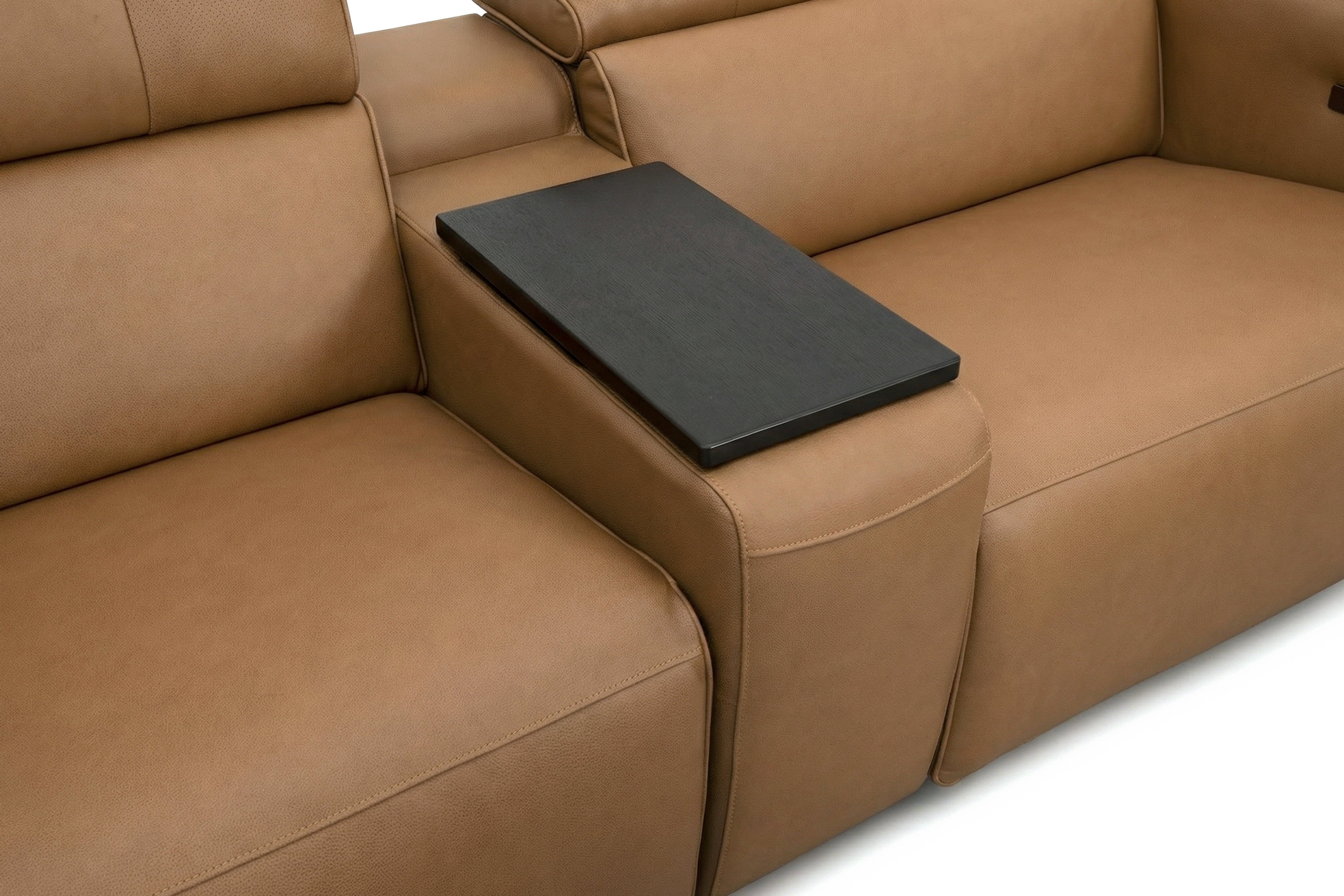 Rally Pro Caramel 6-Piece Power Reclining Sectional with Console and Immersive Sound System