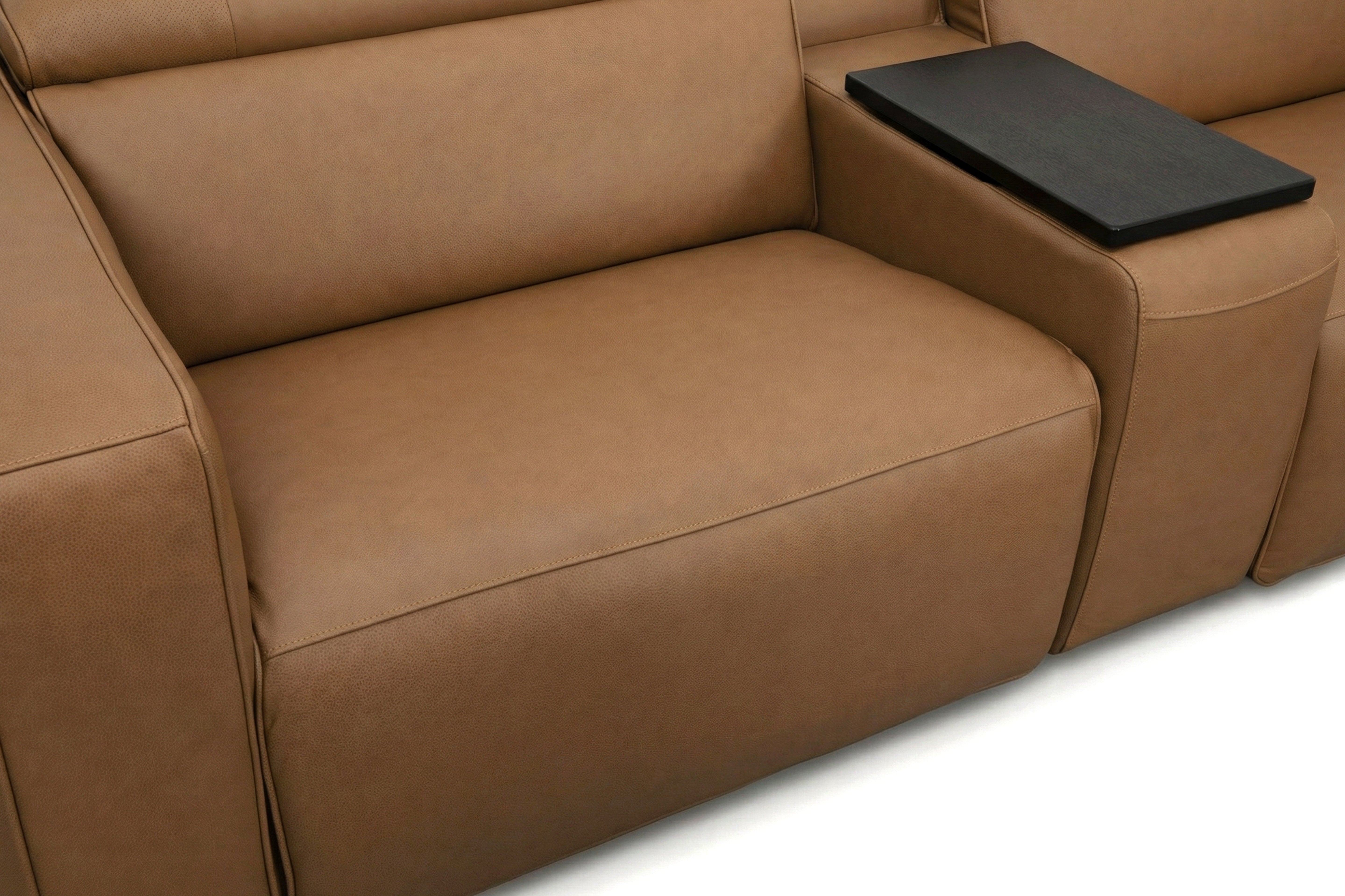 Rally Pro Caramel 6-Piece Power Reclining Sectional with Console and Immersive Sound System
