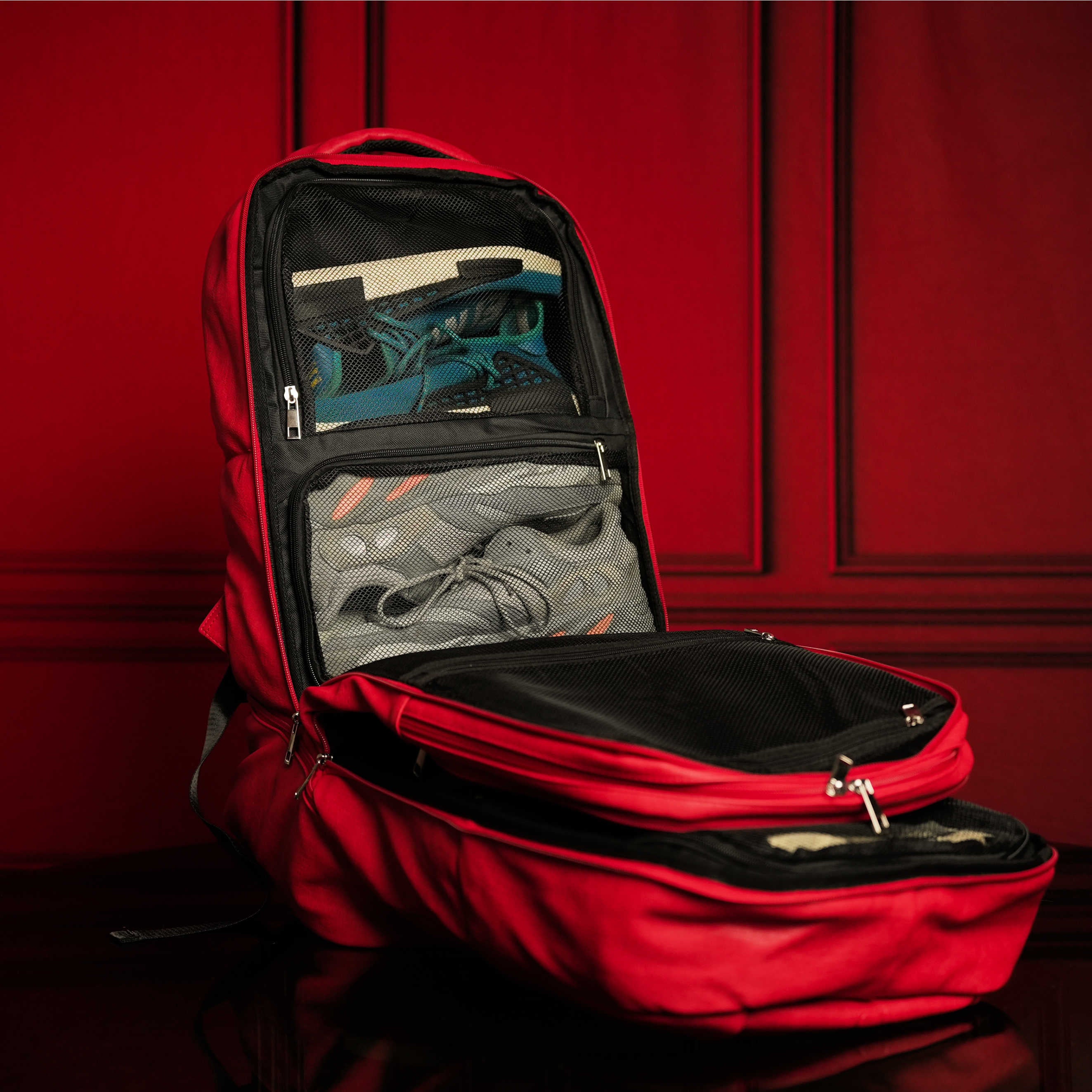 Red Leather Luxury Carry-On Patented Backpack (Only 300 Made)