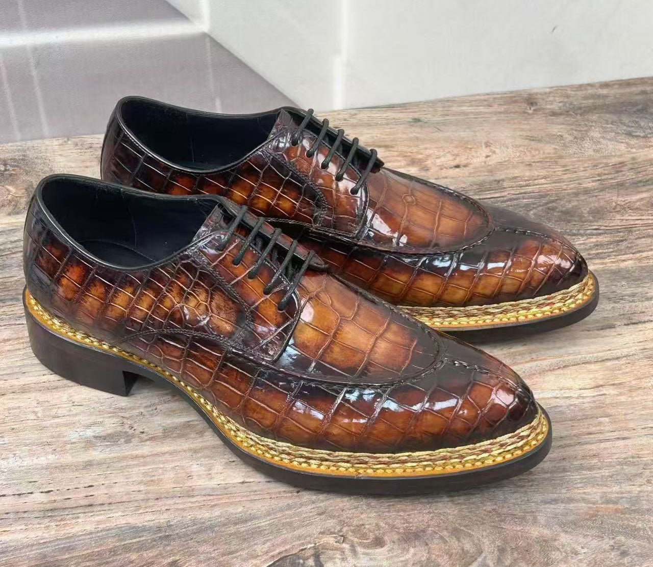 Maurice Regent Alligator Oxford - Cognac