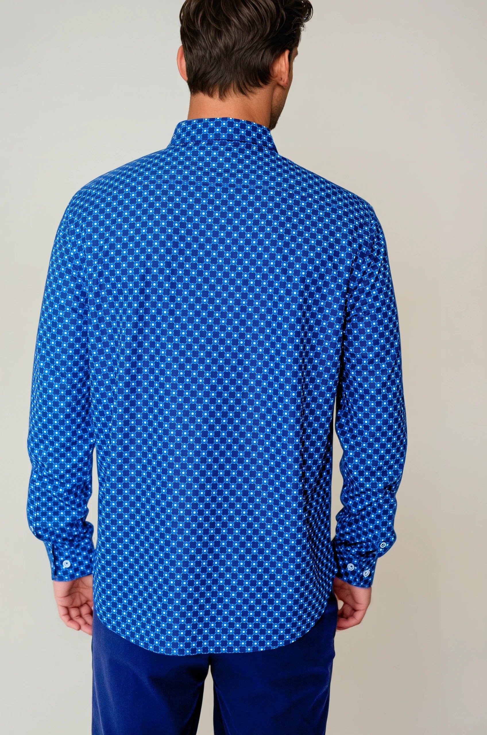 Retro Blues Long Sleeve Tech Shirt  - Men