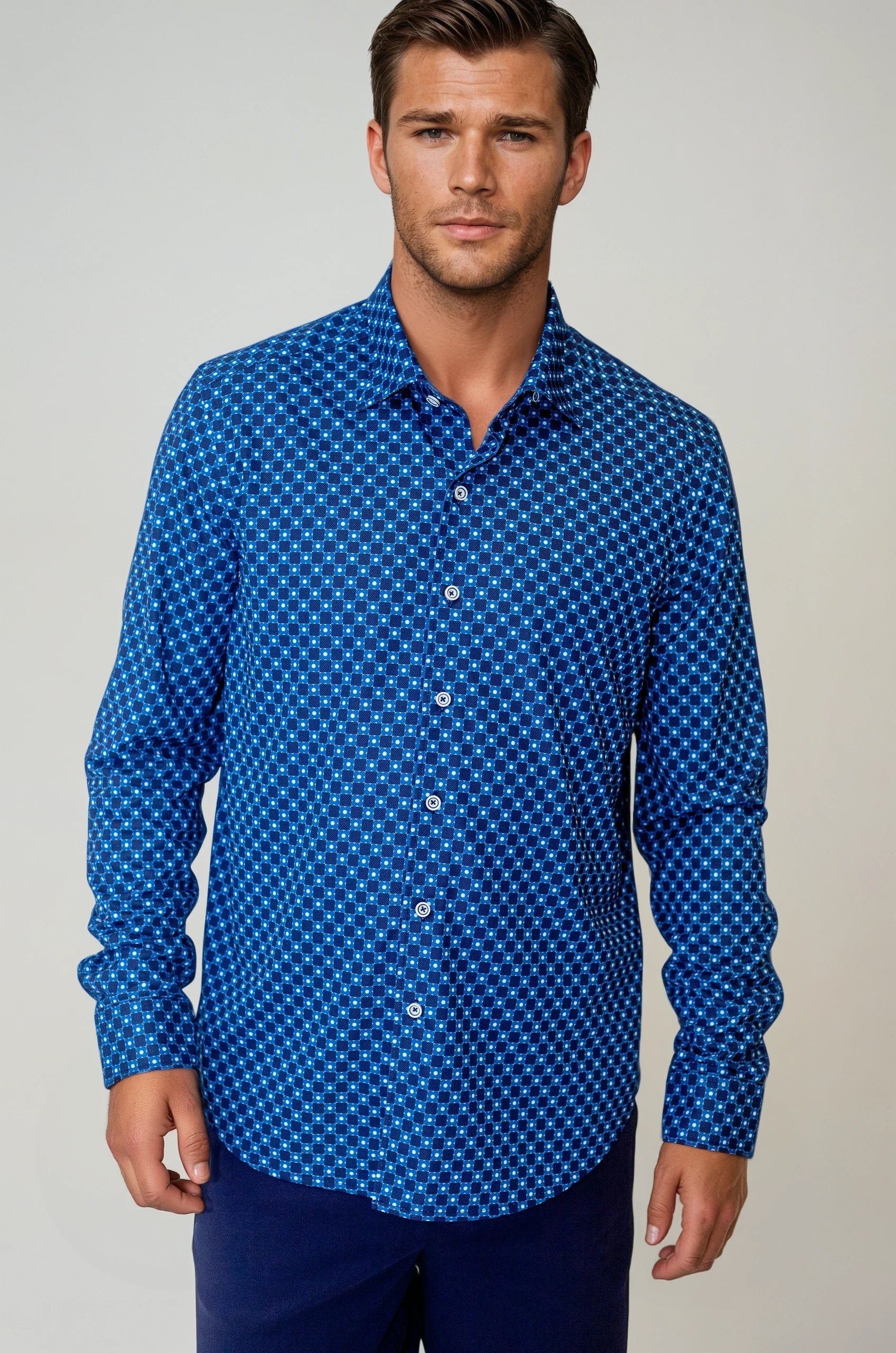 Retro Blues Long Sleeve Tech Shirt  - Men