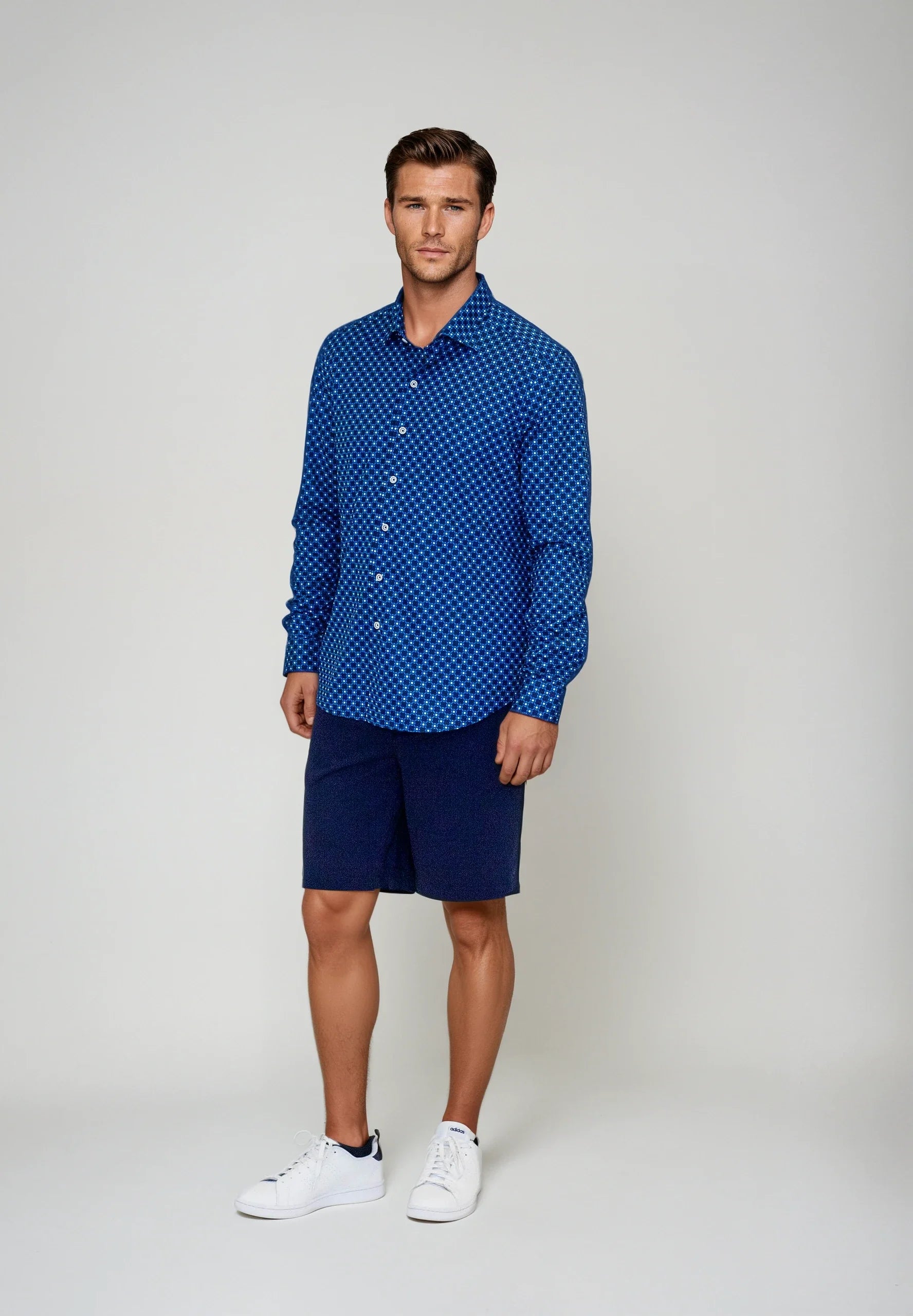 Retro Blues Long Sleeve Tech Shirt  - Men