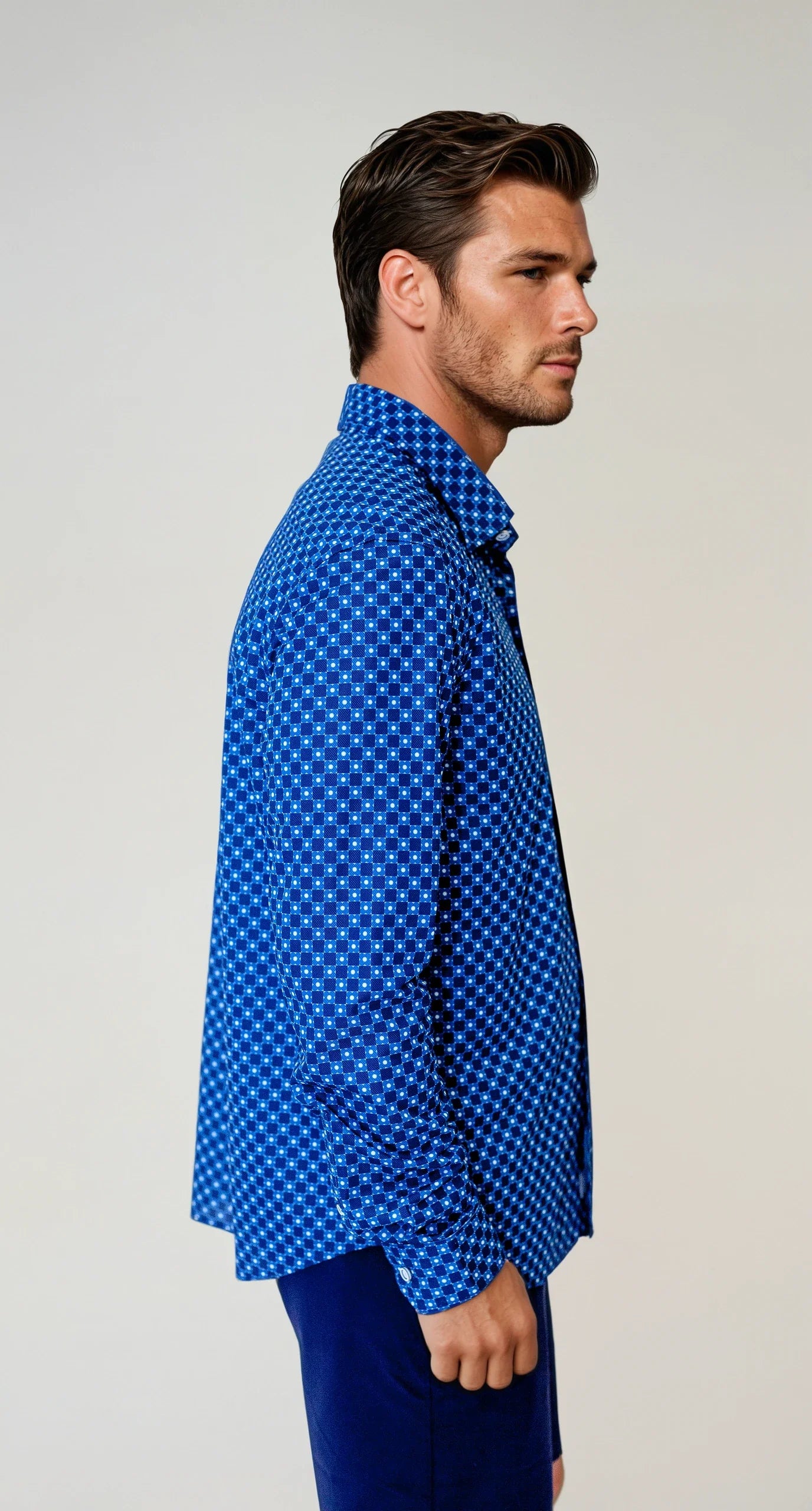 Retro Blues Long Sleeve Tech Shirt  - Men