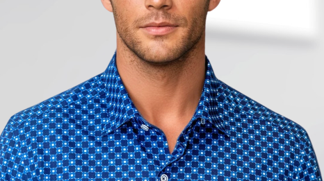Retro Blues Long Sleeve Tech Shirt  - Men