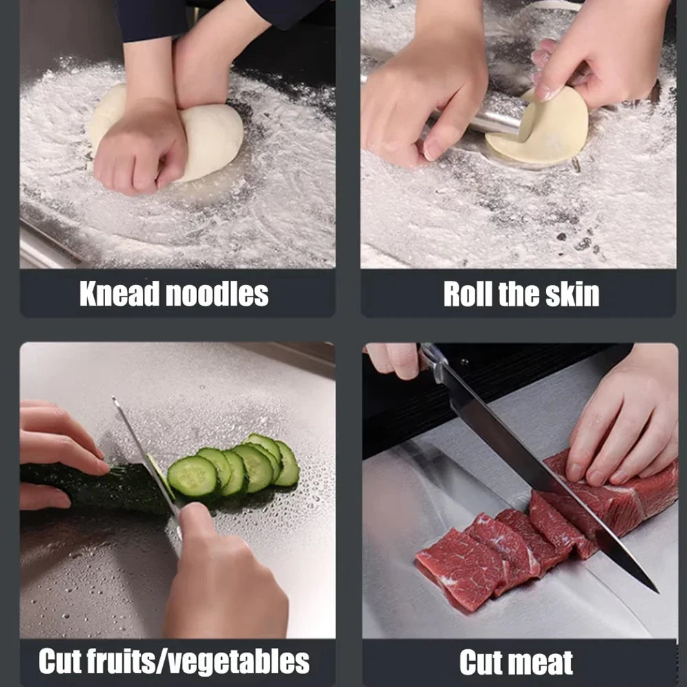 Stainless Steel Chopping Board L-Shaped Large Size Double Panel Multifunctional Home Kitchen Fruit Cutting And Kneading Panel
