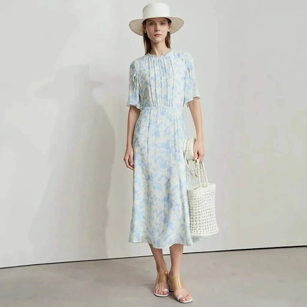 Minimalist Summer Round Neck Midi