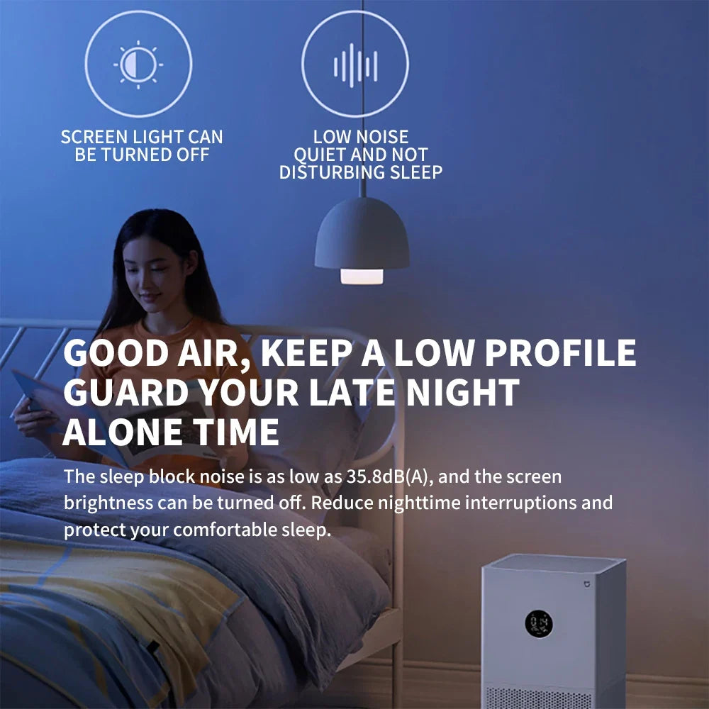 MIJIA Smart Air Purifier 4 Lite LED Display Quadruple Purification Aldehyde Removal Home Air Ionizer 35.8dB(A) Low noise