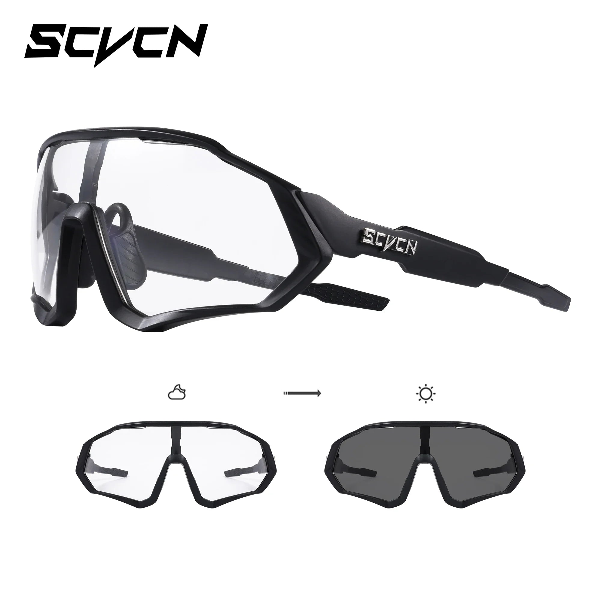SCVCN Photochromic Cycling Sunglasses Outdoor Sports Running Drving Glasses Road MTB Bicycle Goggles  UV400 Safety Bike Eyewear