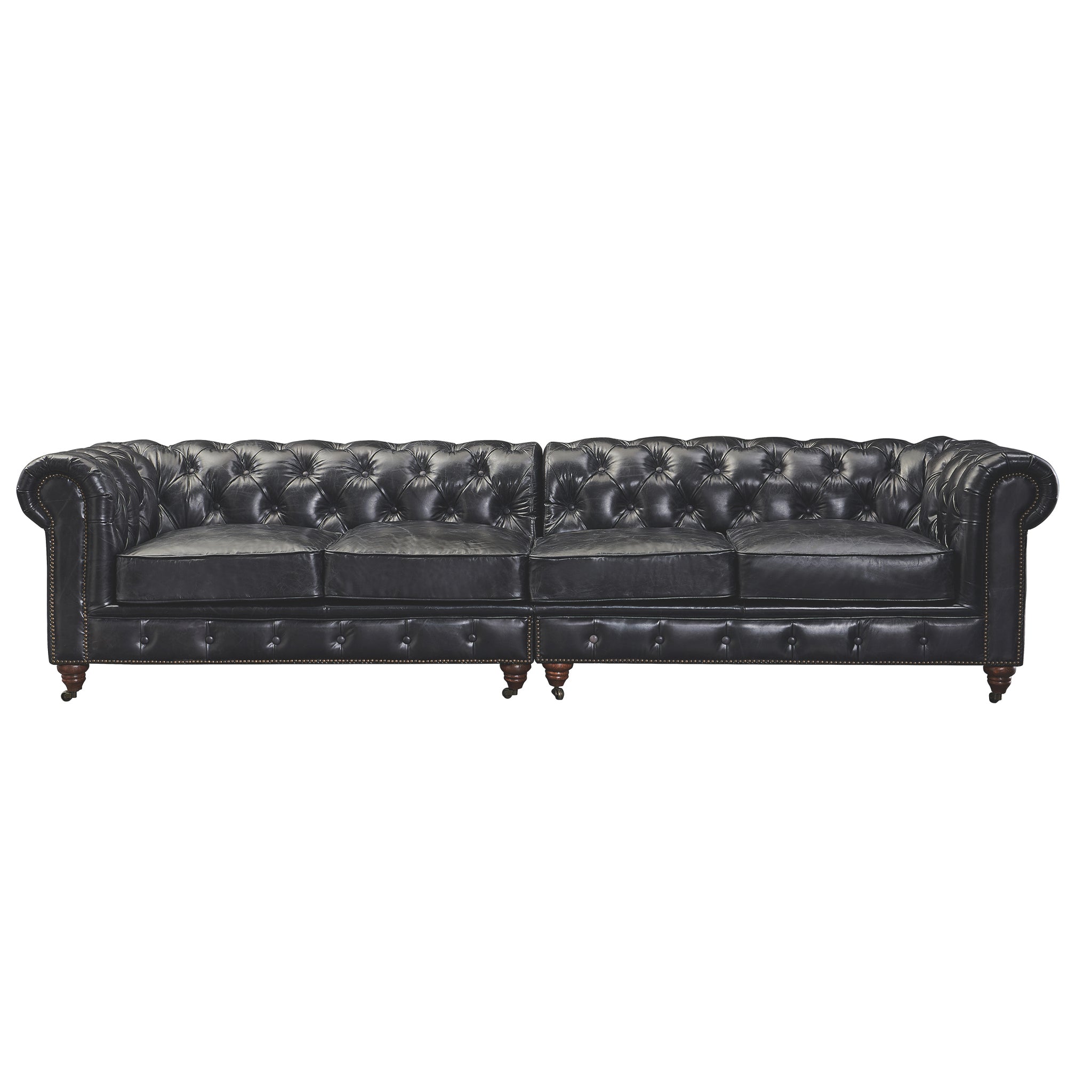 Century Chesterfield Sofa - Slate Leather - 118"