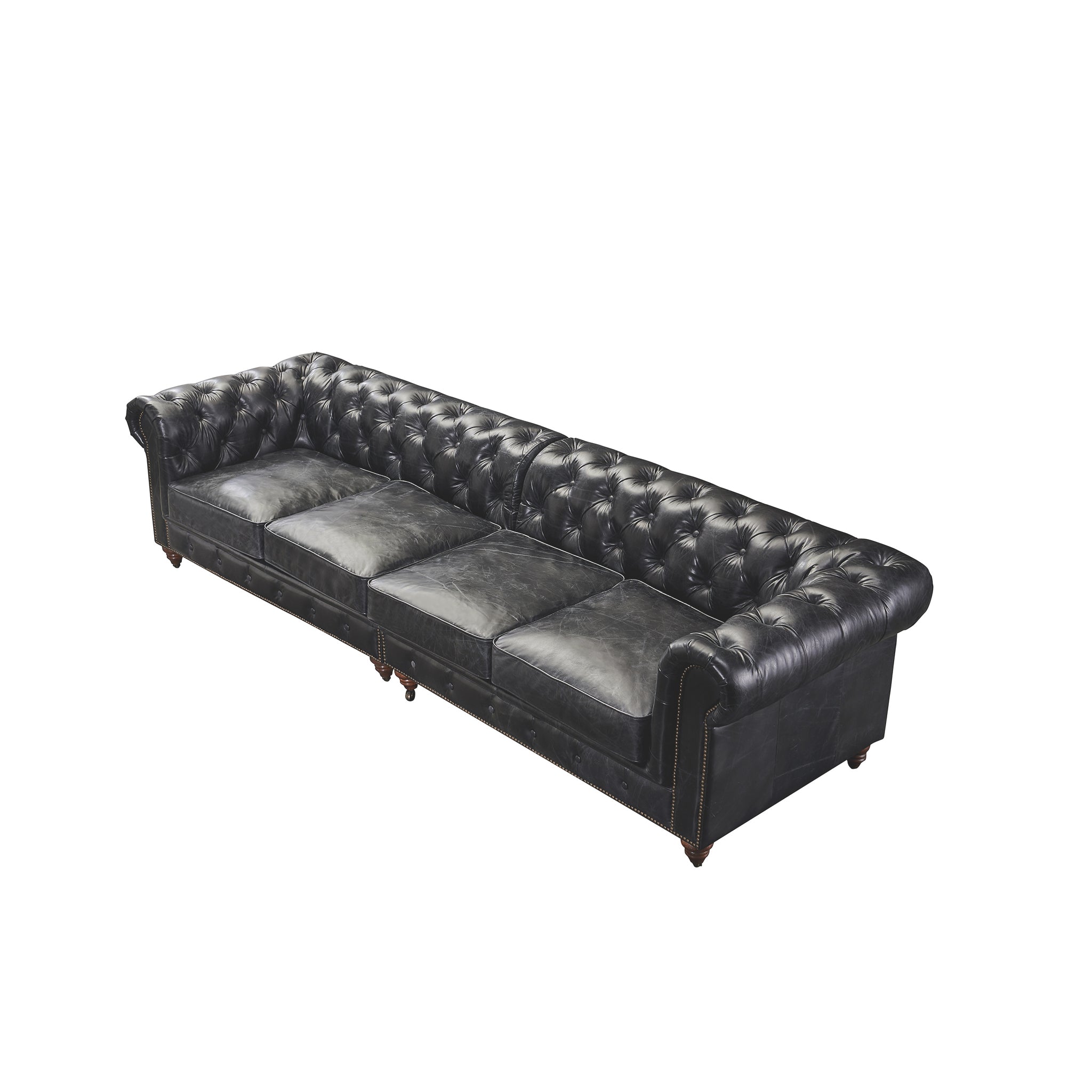 Century Chesterfield Sofa - Slate Leather - 118"