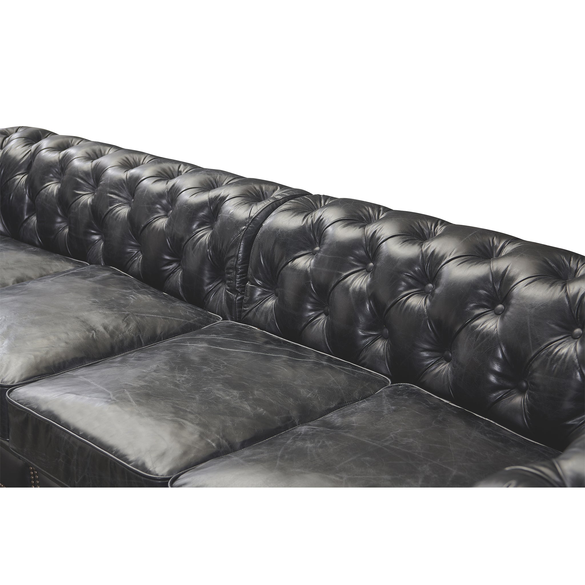 Century Chesterfield Sofa - Slate Leather - 118"