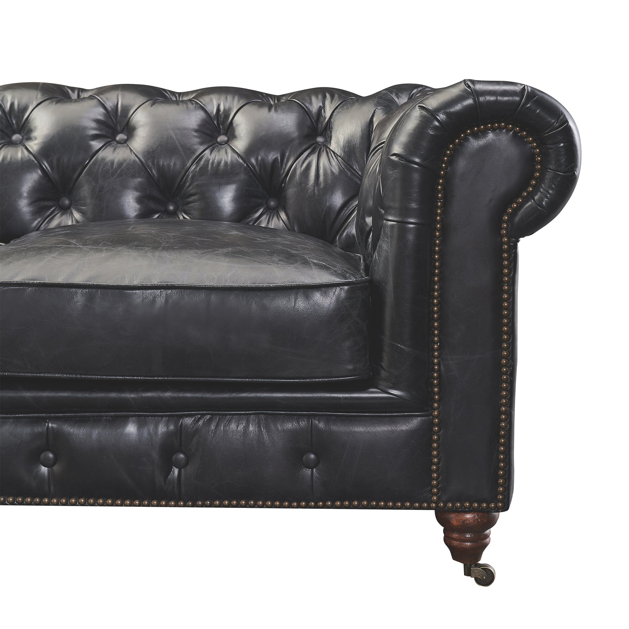 Century Chesterfield Sofa - Slate Leather - 118"
