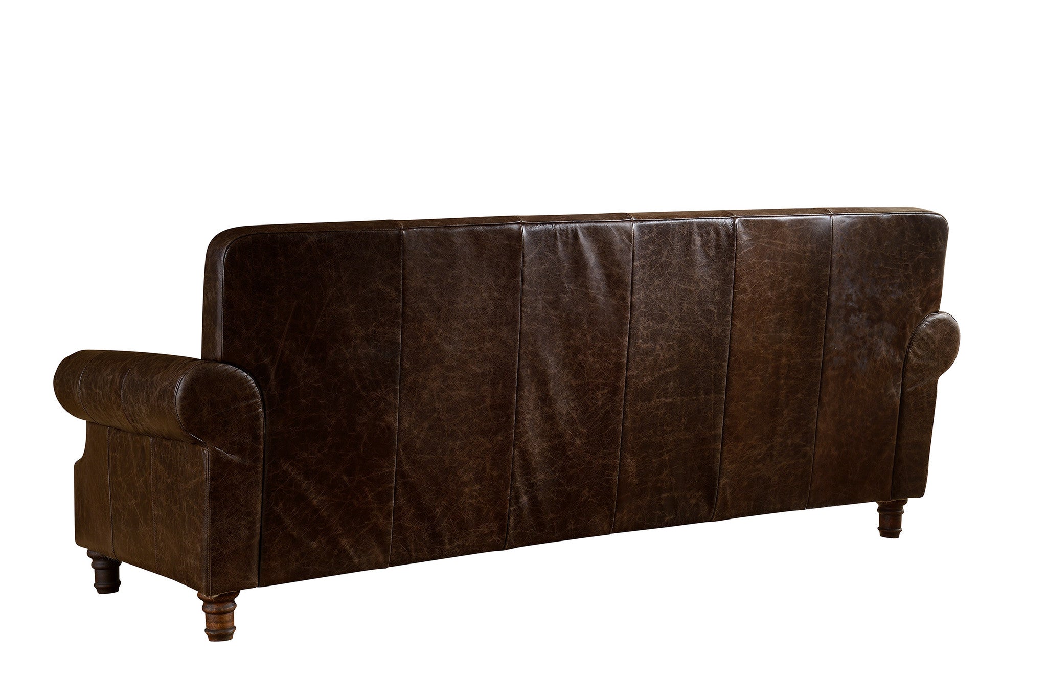 English Rolled Arm Sofa - Dark Brown Leather
