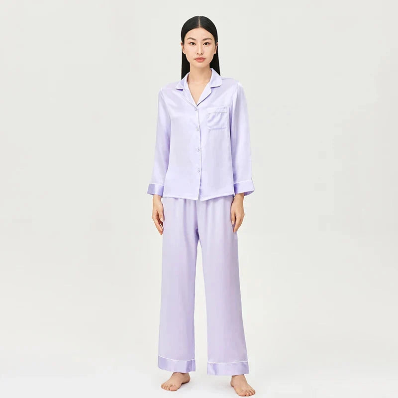 Women’s Mulberry Silk Pajama Set Long Sleeve Loungewear