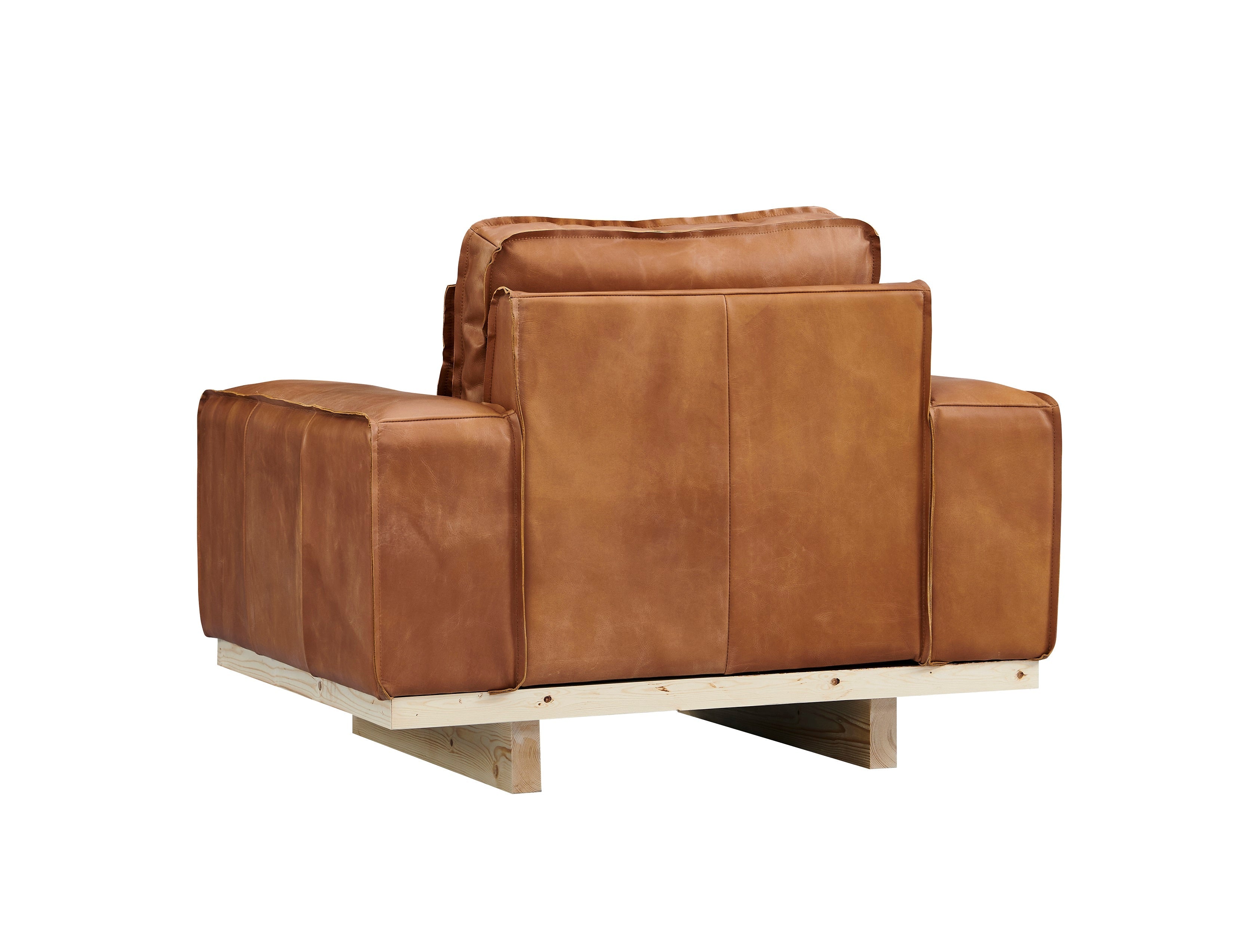 Wainscot Top Grain Leather Arm Chair - Light Chestnut