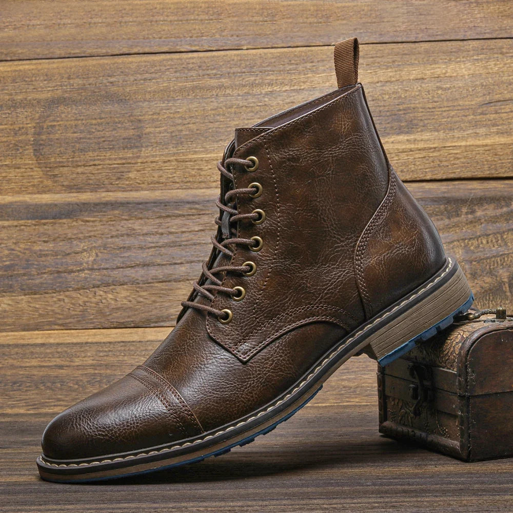Brogue Chelsea Men's Boots | American Style Comfortable Fashion Leather Boots (Low Heel)