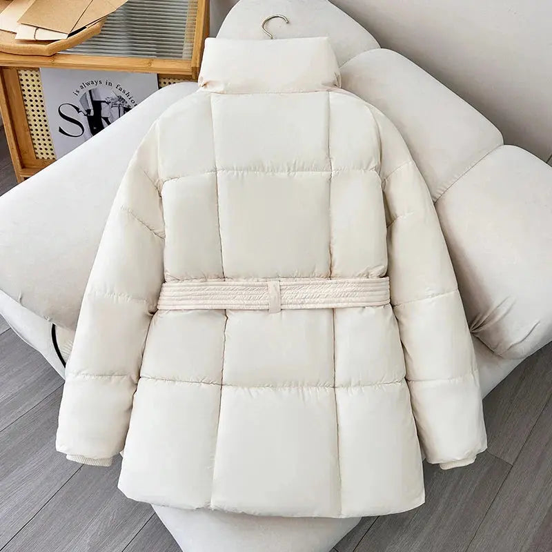 Turn-Down Collar Belted Parka