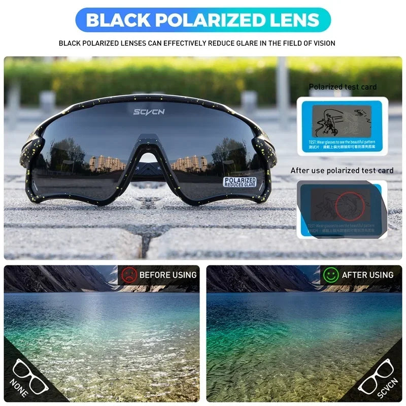 SCVCN Outdoor Climbing Photochromic Cycling Glasses MTB Riding Sunglasses UV400 Polarized Goggles Man Woman Bike Bicycle Eyewear