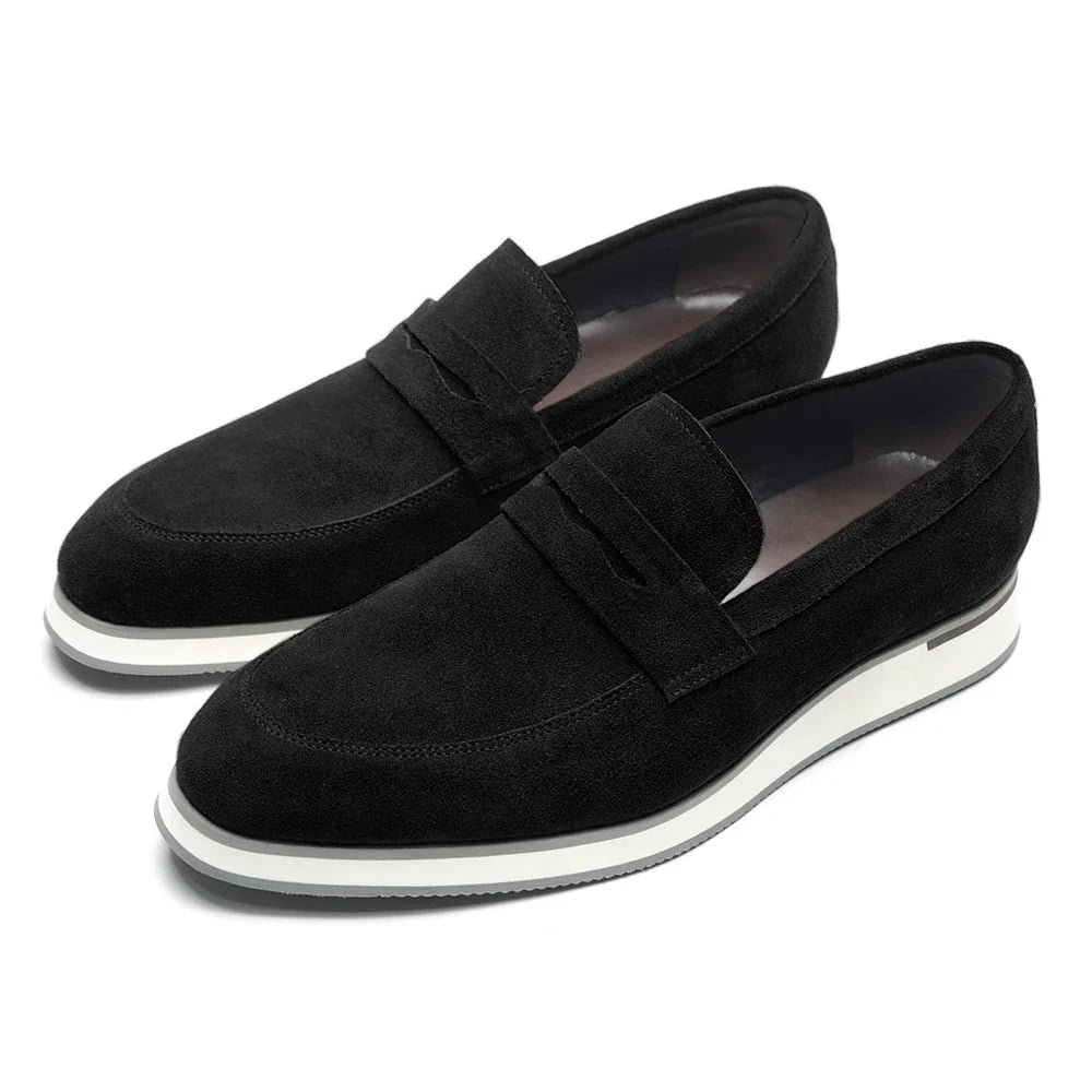 Classic Luxury Men's Cow Suede Penny Loafers | Genuine Leather Slip-on Casual Business & Social Flats