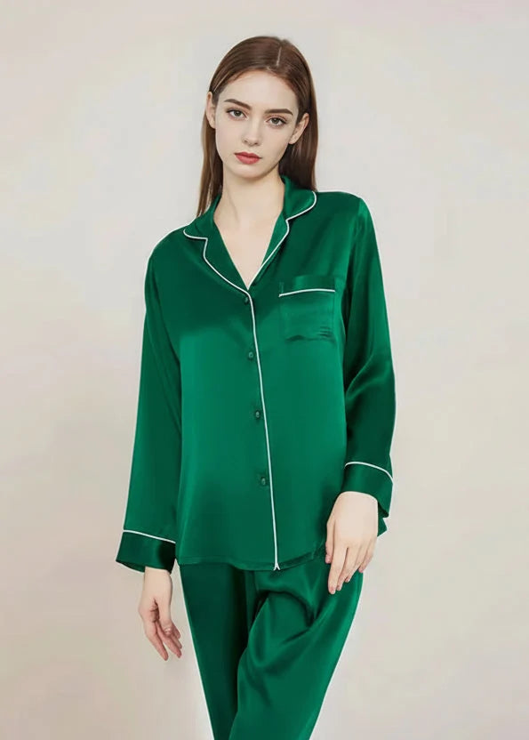 Women’s Mulberry Silk Pajama Set Long Sleeve Summer