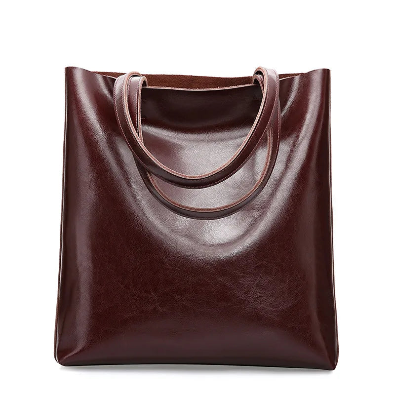 Real Genuine Leather Women's Shoulder Bags | Large Capacity Female Fashion Office Retro Handbag (Cow Leather, Big Bags for Women)