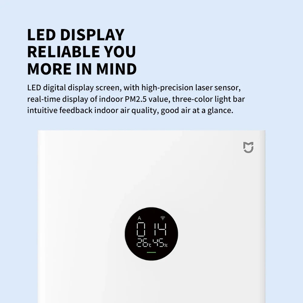 MIJIA Smart Air Purifier 4 Lite LED Display Quadruple Purification Aldehyde Removal Home Air Ionizer 35.8dB(A) Low noise