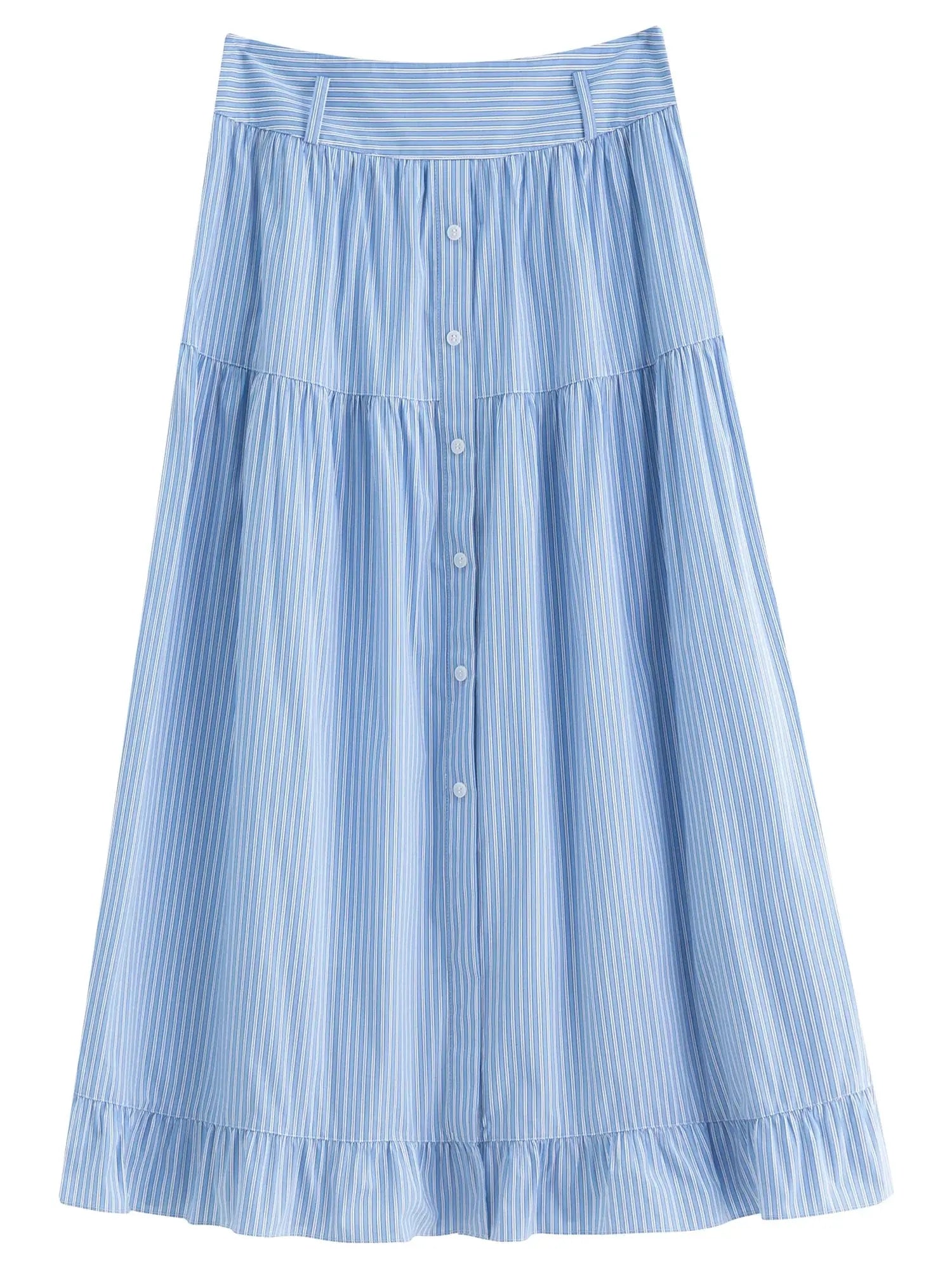 Plus Size Striped Shirt & Skirt Set