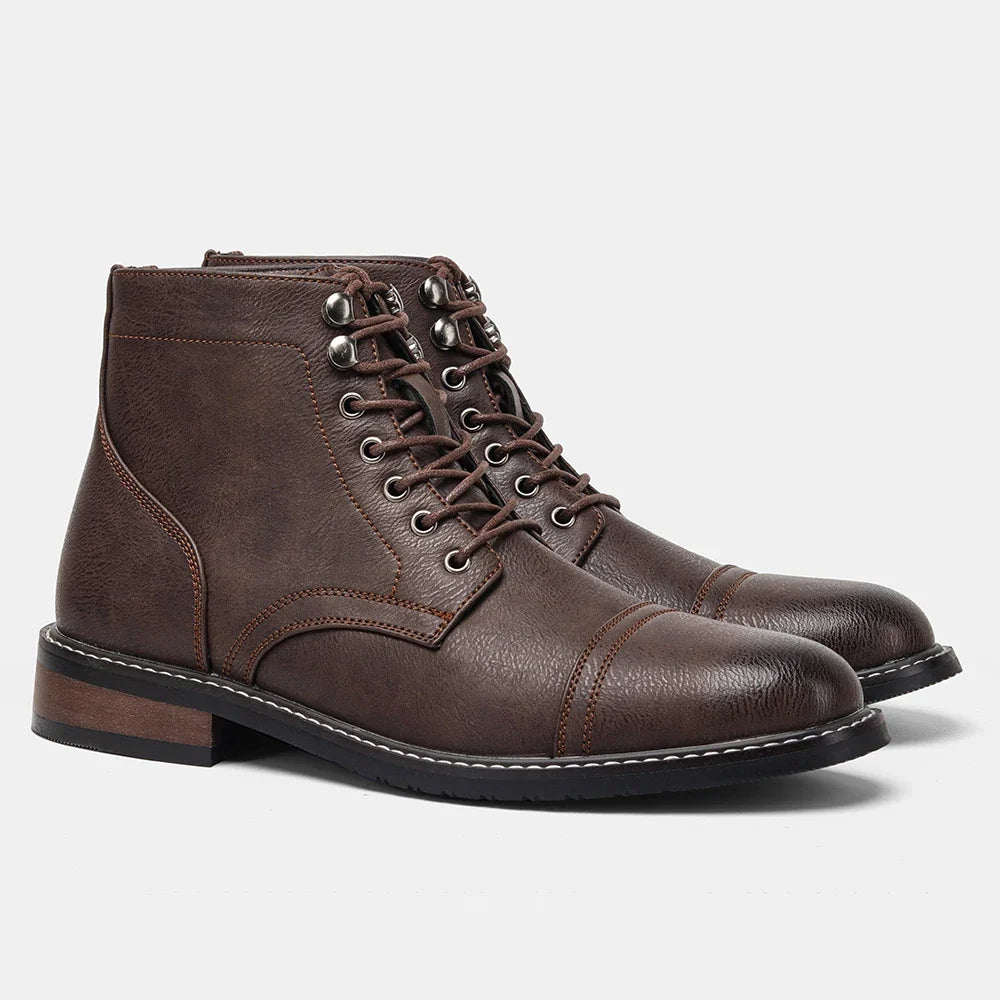 Brogue Chelsea Men's Boots | American Style Comfortable Fashion Leather Boots (Low Heel)