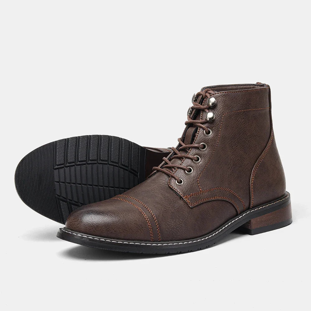 Brogue Chelsea Men's Boots | American Style Comfortable Fashion Leather Boots (Low Heel)