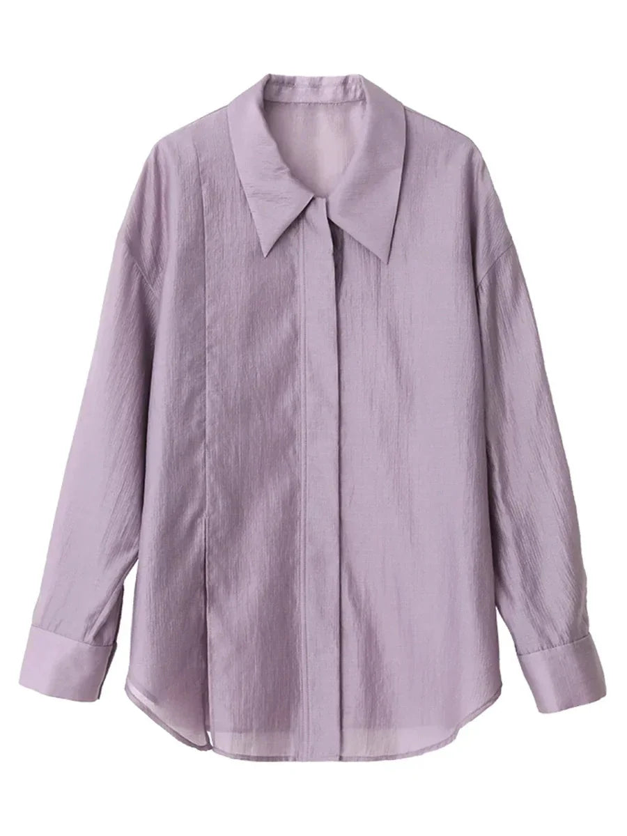 Thin Long Sleeve Shirt Loose Casual Summer Blouse