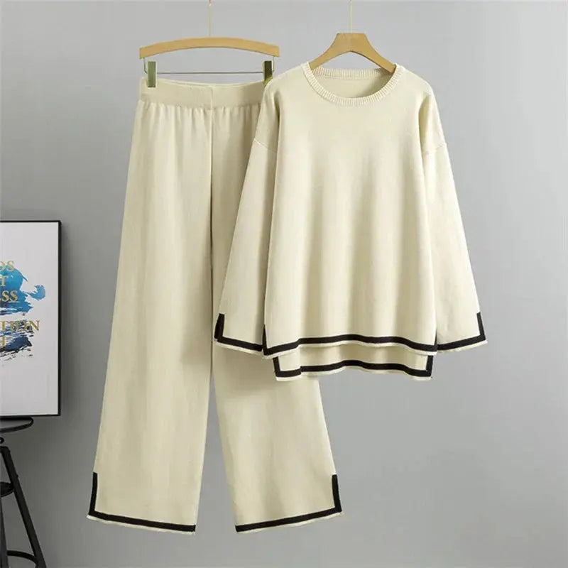 Long Sleeve Casual Knit Two-Piece Outfit