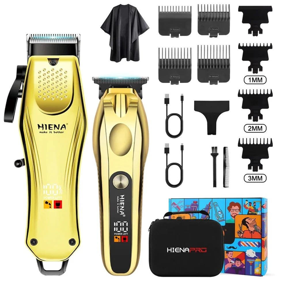 Hair Clippers for Men Professional Cordless Barber Clipper T-Blade Beard/Hair Trimmer Set Electric Razor Foil Shaver Nose Tr