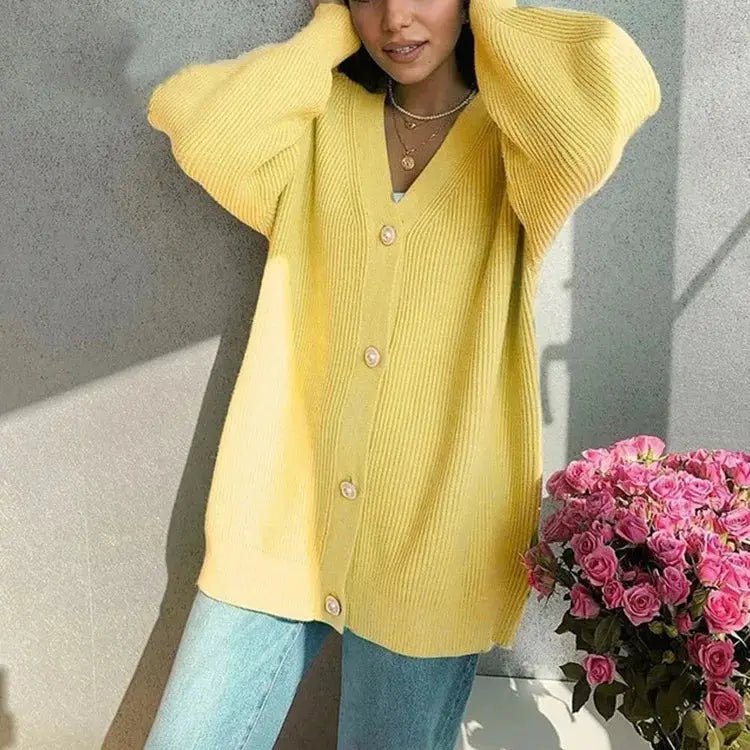 Elegant V-Neck Cardigan Sweater