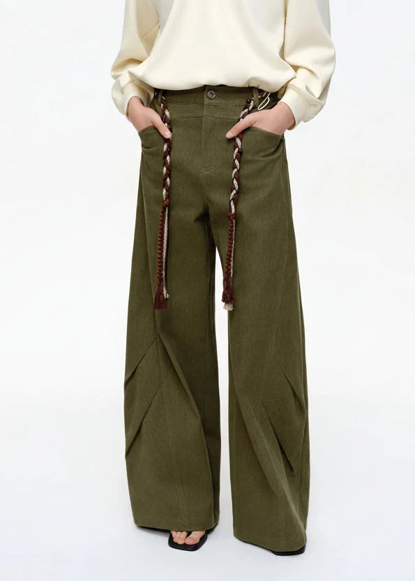 Women’s Retro Cargo Scimitar Pants Loose Cotton Trousers