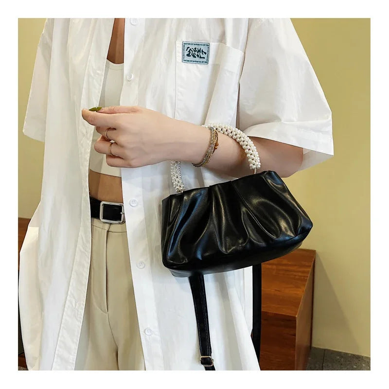 Women's Cloud Bag | New Fashionable Soft Solid-Color PU Leather Single-Shoulder & Crossbody Bag (Simple & Stylish)