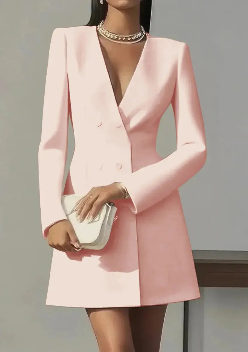 Long-Sleeved Double-Breasted Mini Dress