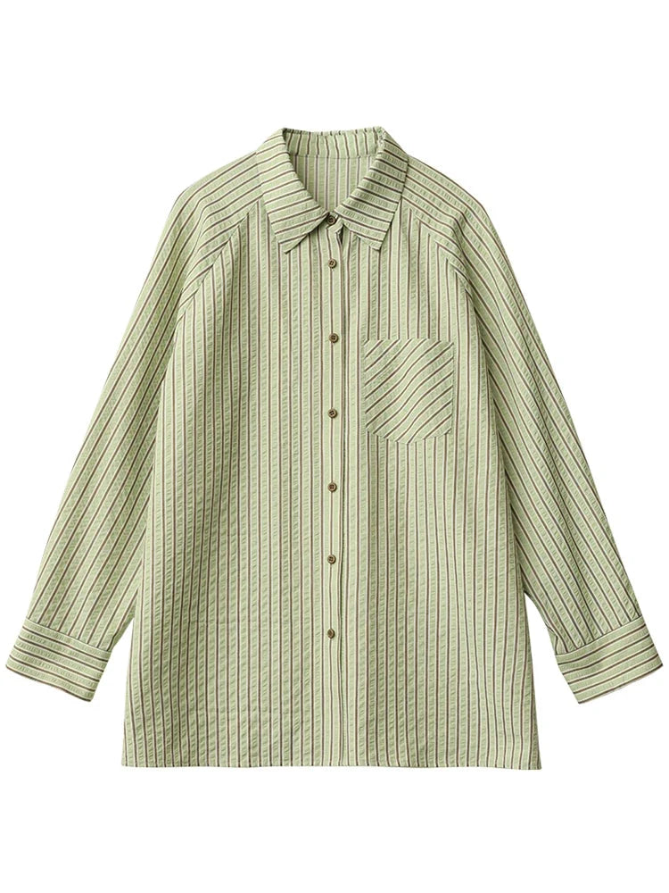 Women’s Oversized Striped Blouse Casual Spring Shirt