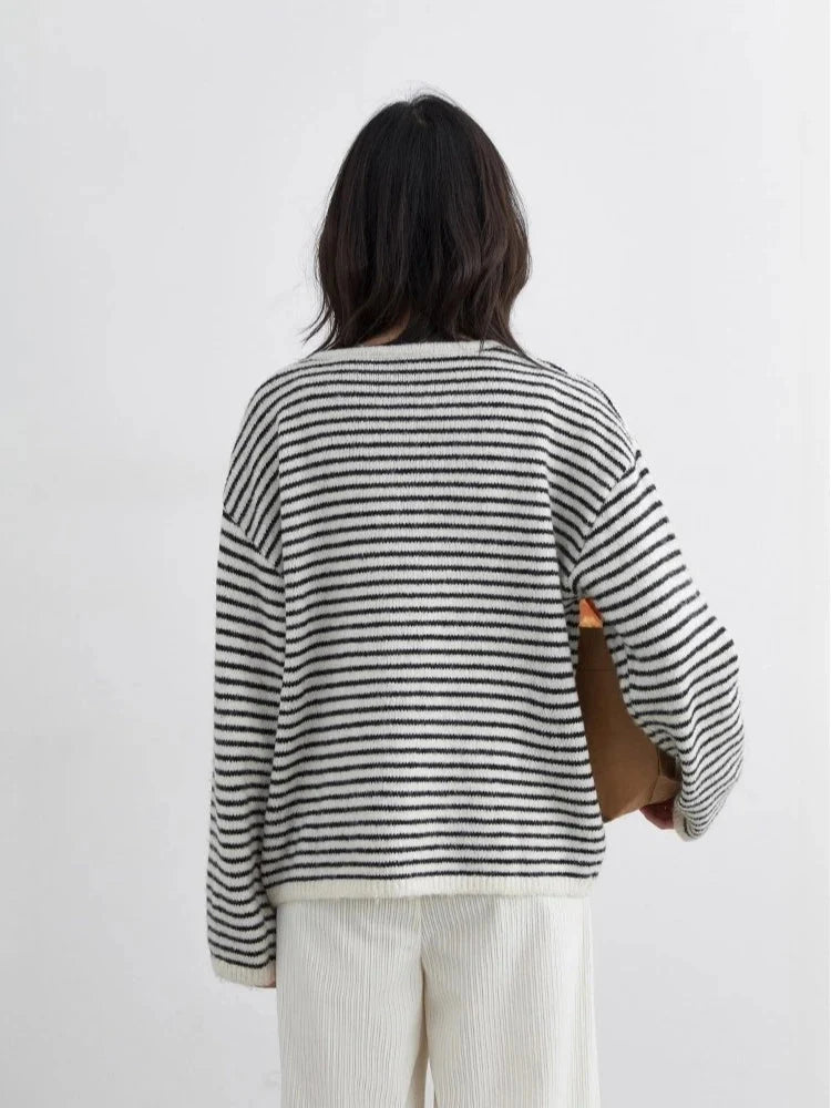 Retro Striped Pullover Loose Autumn & Winter Jumper