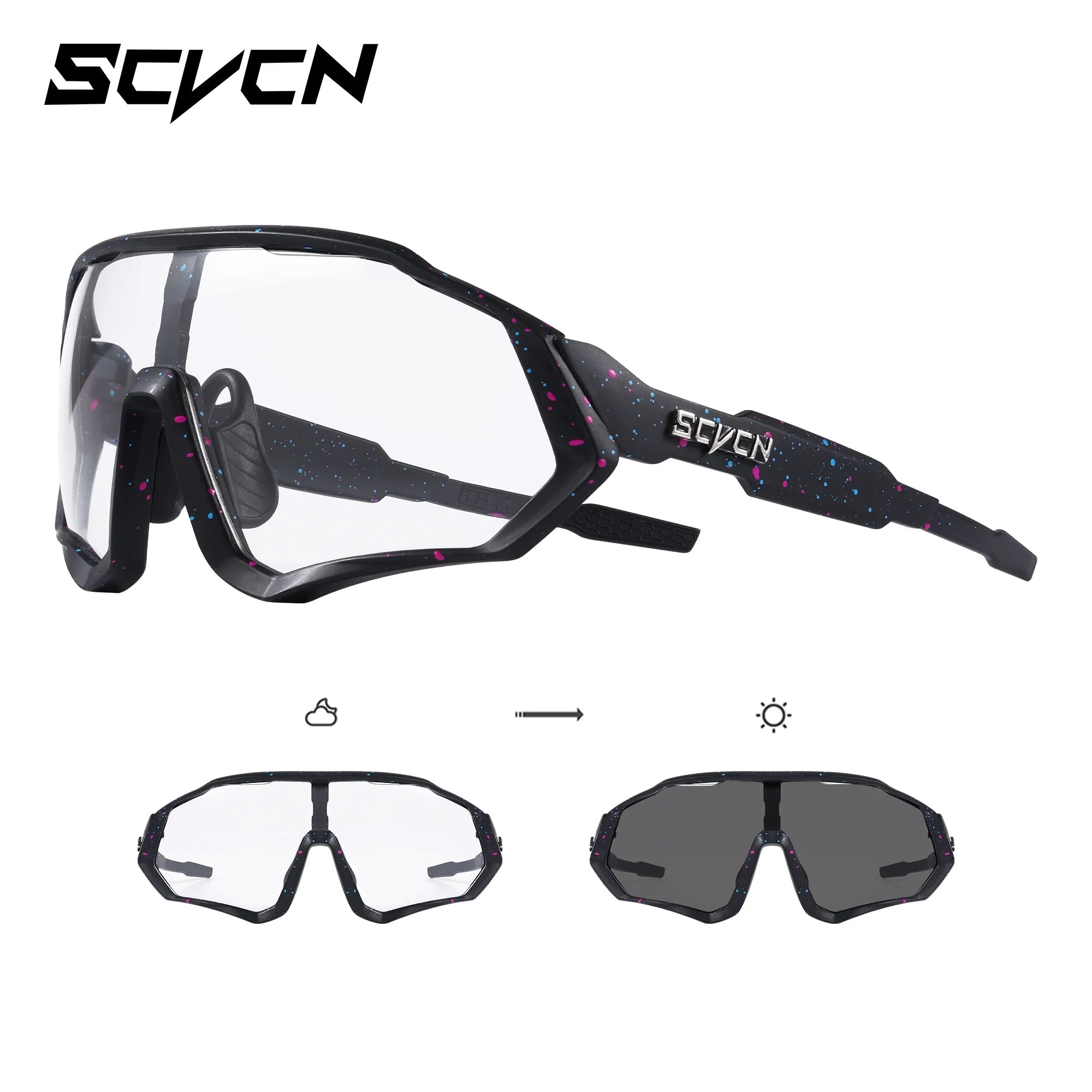SCVCN Photochromic Cycling Sunglasses Outdoor Sports Running Drving Glasses Road MTB Bicycle Goggles  UV400 Safety Bike Eyewear