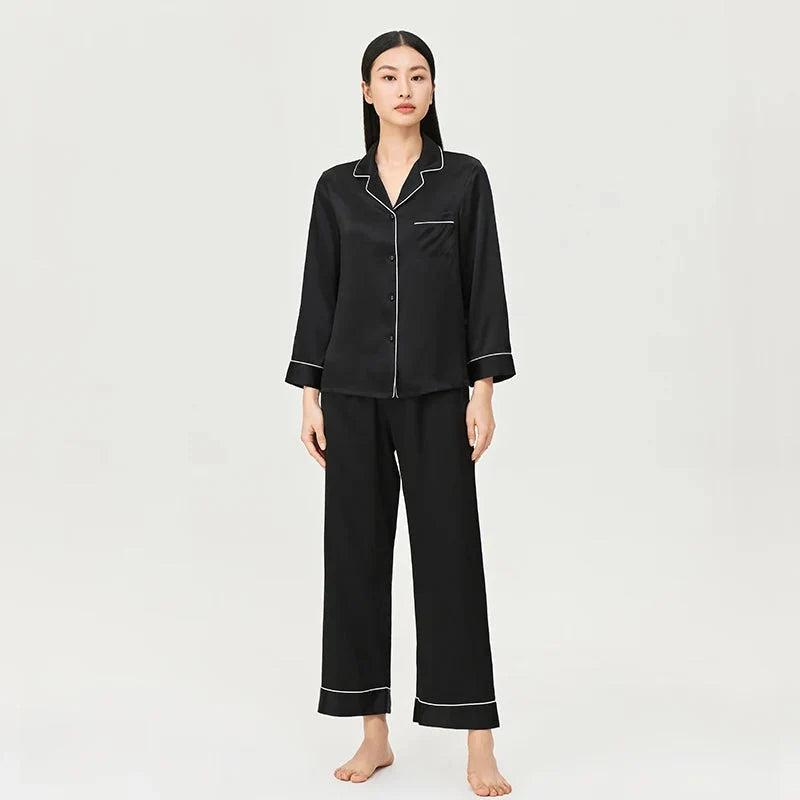 Women’s Mulberry Silk Pajama Set Long Sleeve Loungewear
