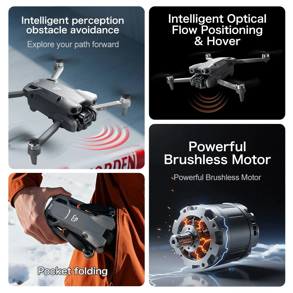 Lenovo GT50 Drone 8K EIS GPS Foldable Quadcopter 4.3'' Screen Remote Control Lightweight Beginner Pro+ Drone for Adults Travel X