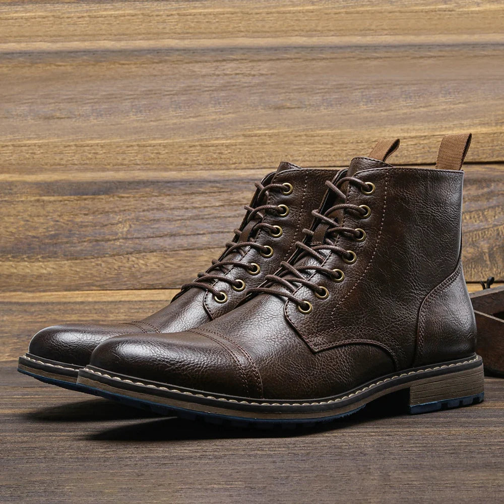 Brogue Chelsea Men's Boots | American Style Comfortable Fashion Leather Boots (Low Heel)