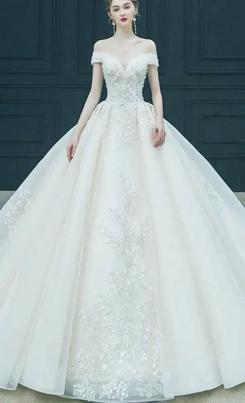 Elegant Off The Shoulder Wedding Gown EDW469