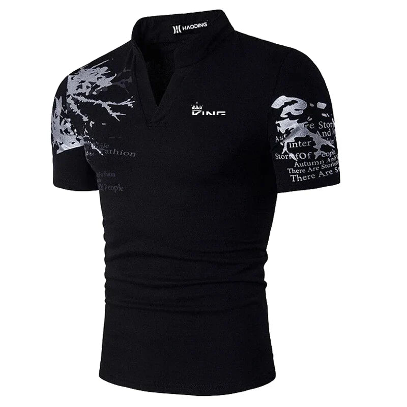 Men's Polo Shirt Golf Shirt Graphic Prints V Neck Outdoor Street Short Sleeves Print Clothing Sports Fashion Streetwear Designer
