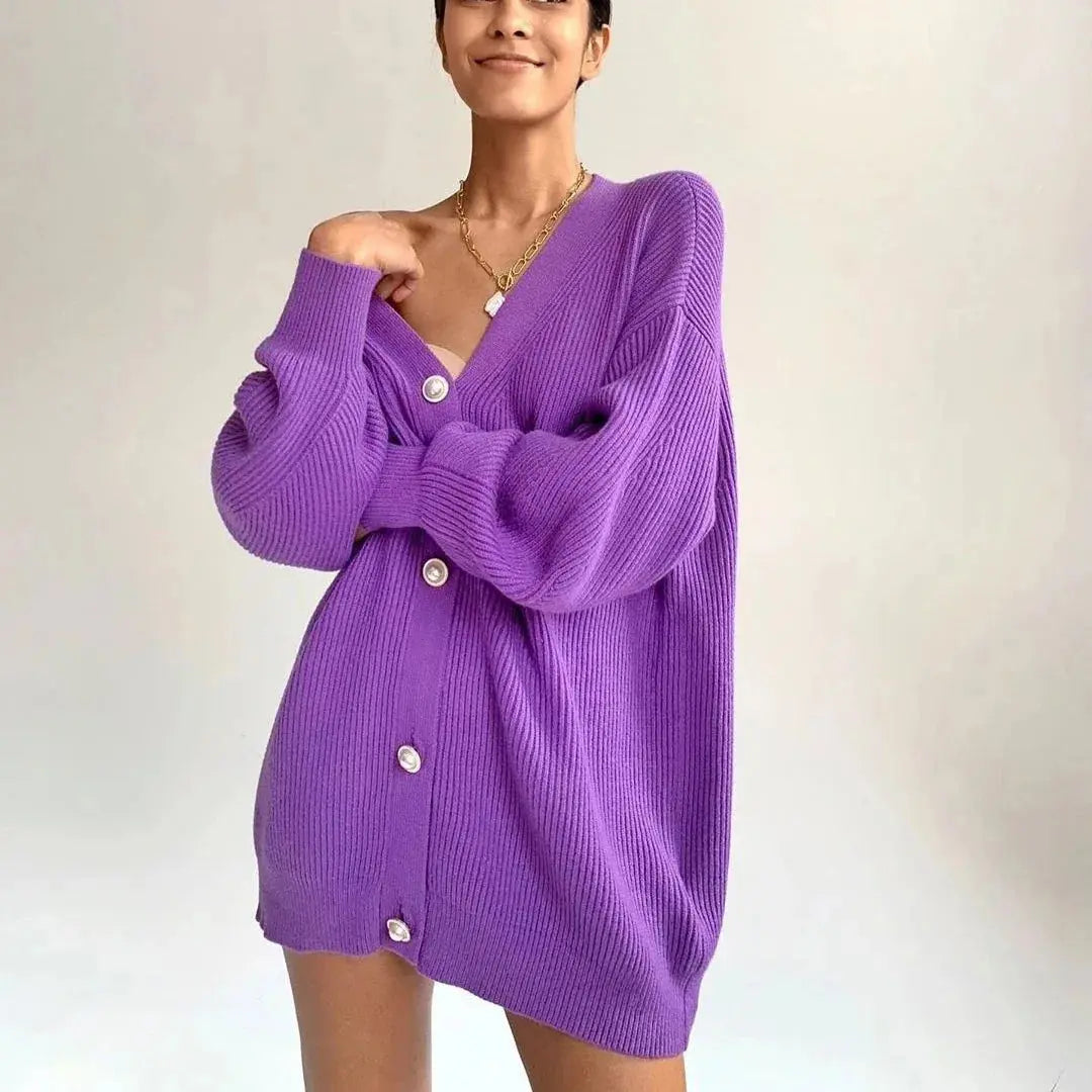 Elegant V-Neck Cardigan Sweater