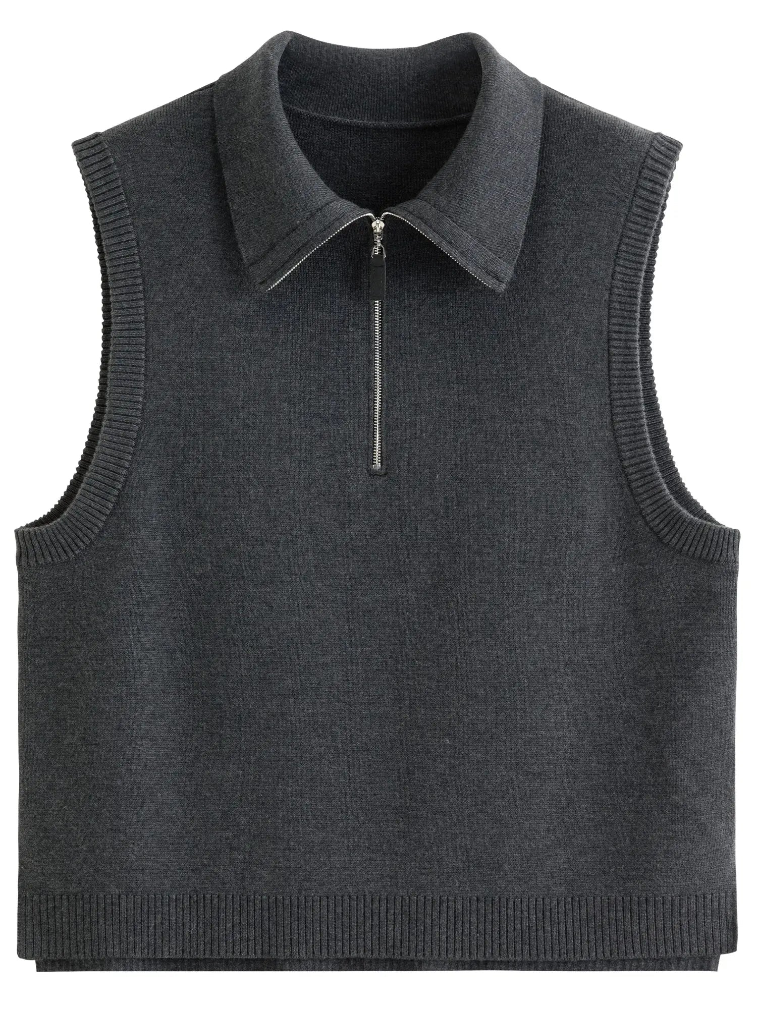 Lapel Collar Button-Up Knit Vest for Women