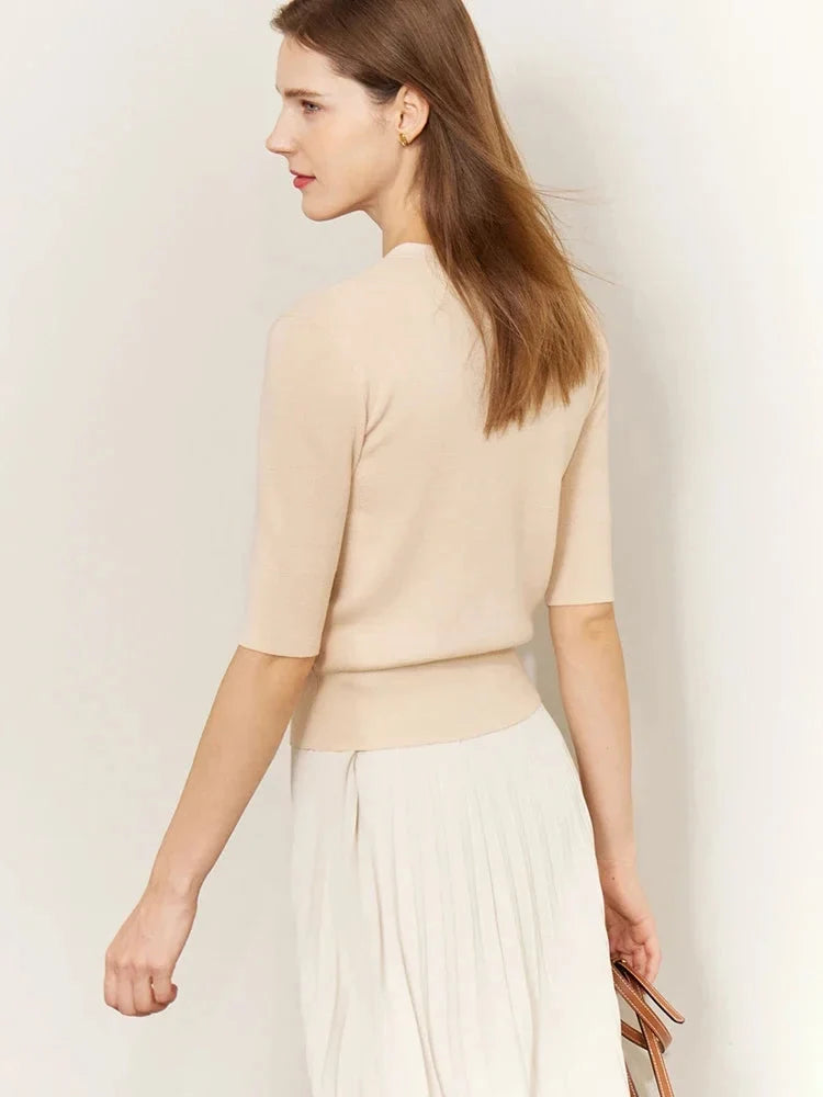 Slim V-Neck Knitted Cardigan Women’s Top