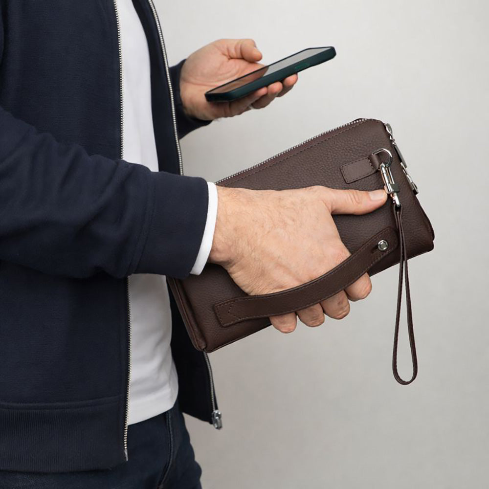 Lupus Leather Clutch Bag – Genuine Leather Wrist Clutch for Men & Women for Everyday Elegance | Minimal & Handcrafted