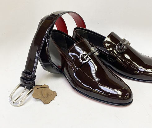 C Collection Patent Leather Loafer - Dark Brown